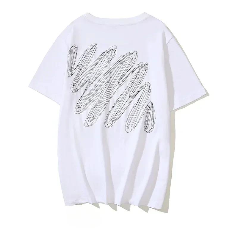 Summer Trendy White Cotton Off-shoulder Round Neck T-shirt For Men Digital Printing Short Sleeves Comfortable Breathable