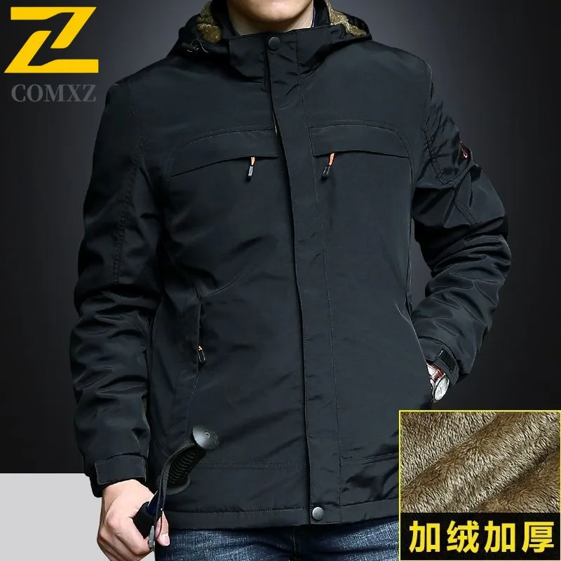 

COMXZ Camouflage Print Jacket Men Hooded Hunting Scratch Resistant Coat New Trend Casual Hiking Windproof Spring Autumn Garment