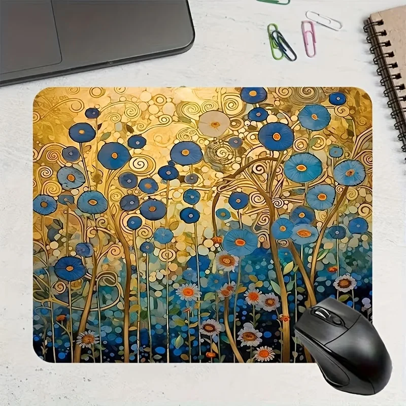 Art Nouveau Klimt Flower Design small mouse pad desk pad rubber anti-slip edge locking laptop office mat pc accessories gaming