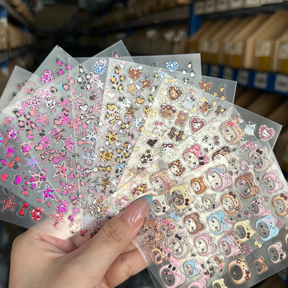 

2pcs Bear Hat Hello Kitty Jelly Nail Stickers Kawaii Camouflage Hood Hello Kitty Nail Decals Tanning HelloKitty Manicure Sliders