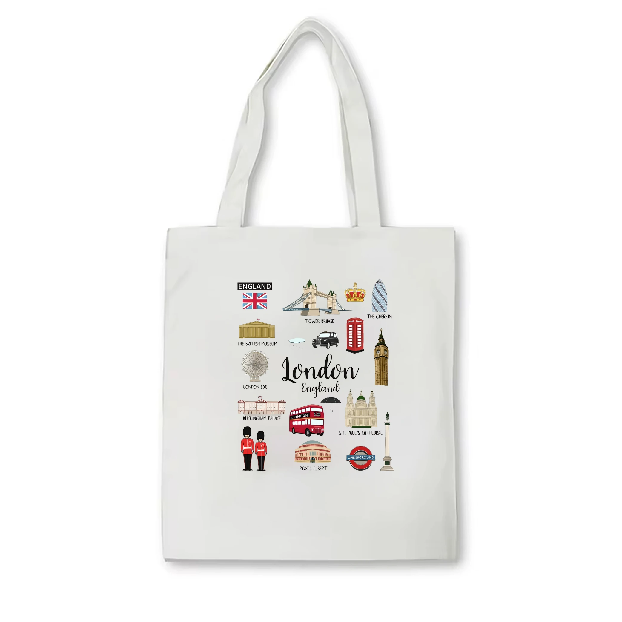 London Tote Bag London Travel Tote Bag Women\'s Casual Canvas tote bag London Zippered Cosmetic Bag London Landmarks Tote Bag