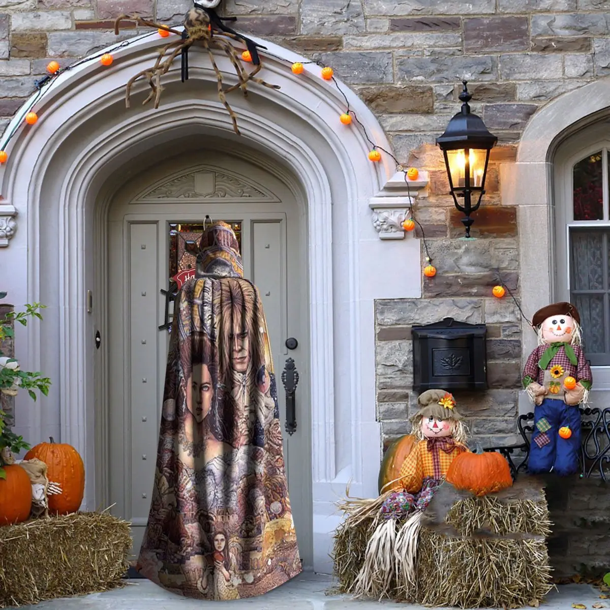 العودة إلى متاهة فيلم طويل مقنع عباءة ساحرة القرون الوسطى زي تأثيري كيب هالوين معطف الكبار للجنسين