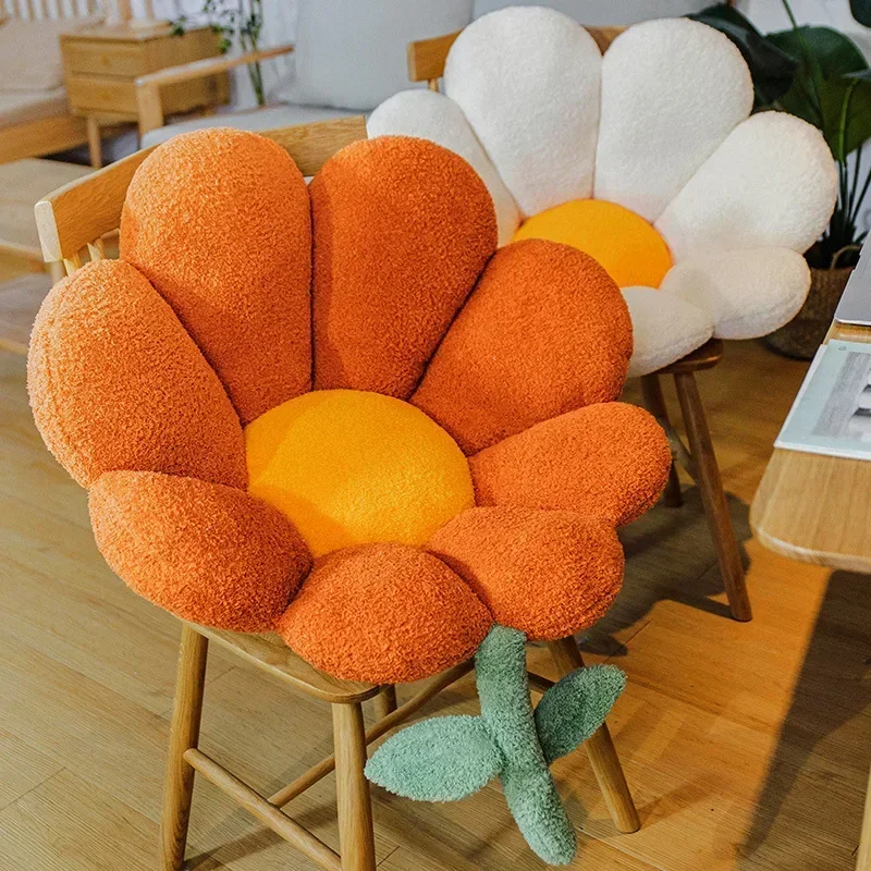 

Ins Flower Pillow Office Chair Lumbar Back Cushion Cute Plush Sofa Throw Pillows Soft Elastic Decor Cushions Winter Oreiller