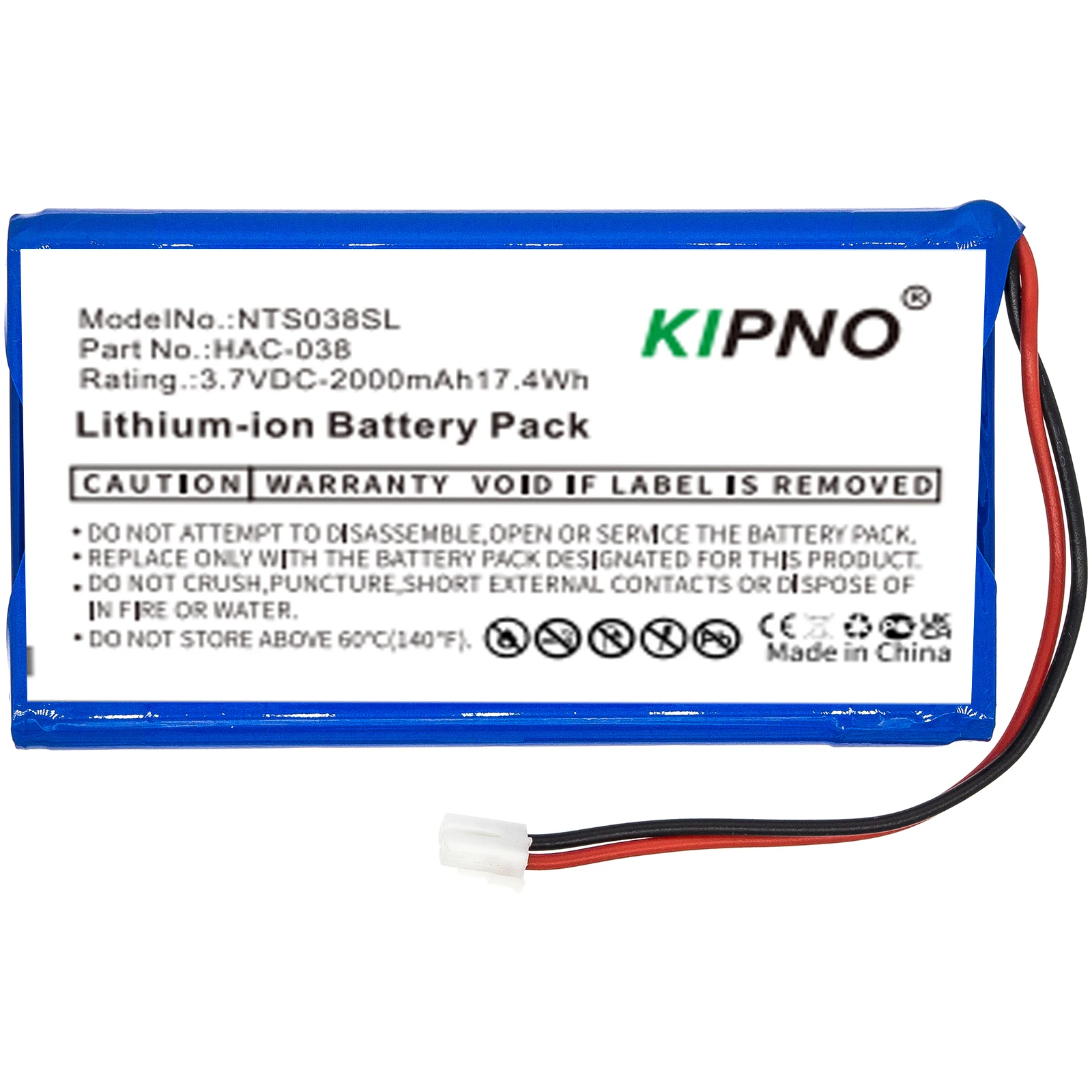 KIPNO 2000mAh Battery for  Kart Live Home Circuit HAC-038 - Replacement Remote Control Cartridge