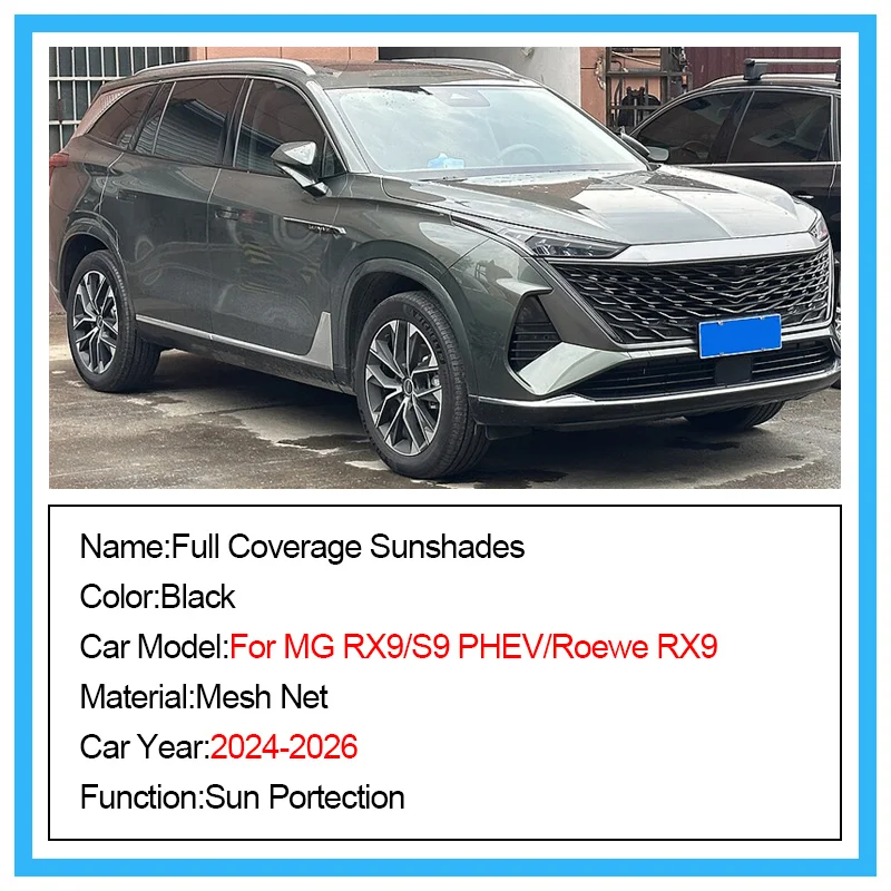 Mesh Sunshade For MG RX9 S9 PHEV 2024~2026 MG QS Car Window Sun Visor Magnetic Breathable Privacy Curtains Sunscreen Accessories