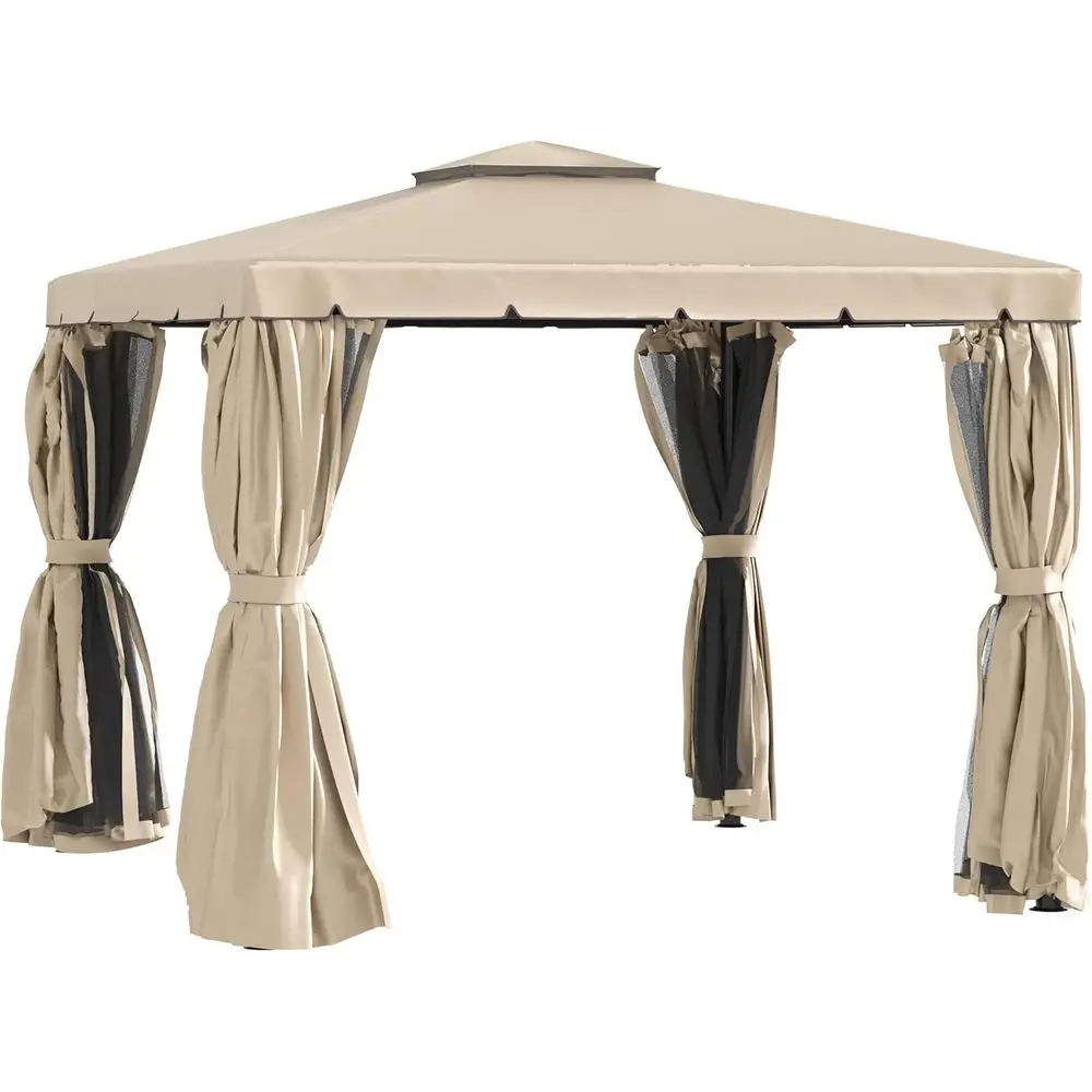 

Садовый шатер-беседка 3х3 м, двухслойный, с сеткой и шторами, для сада, газона, двора и террасы, цвет хаки