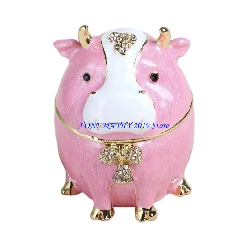 F42F Delicate Enamel Alloy Keepsakes Box 12 Zodiacs Animals Decorative Animal Shaped Accessories Storage Case