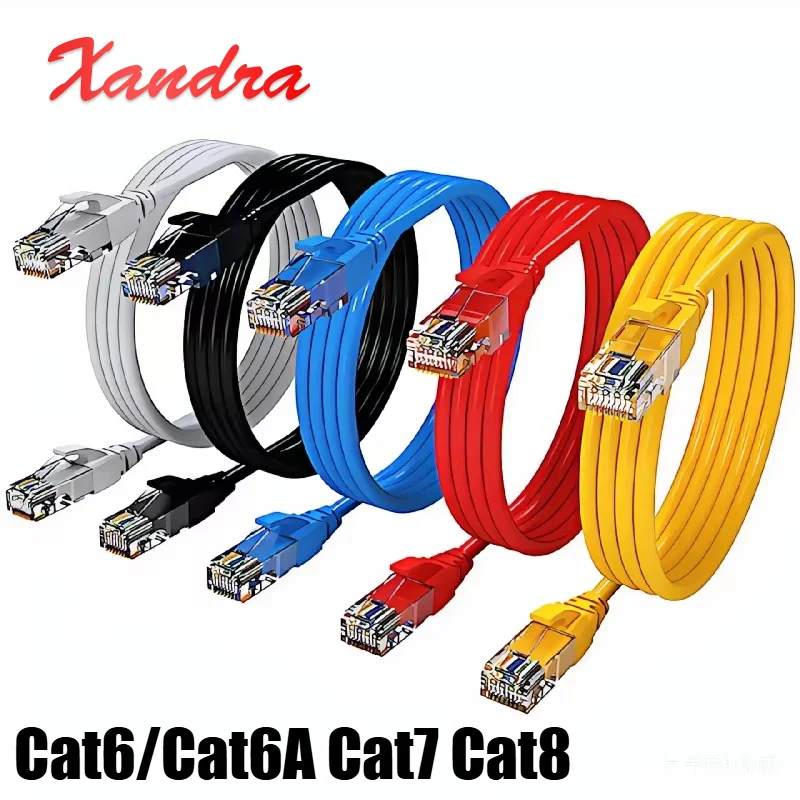 Cat8 Cat7 Cat6 A Ethernet Cable RJ45 Gigabit Network Patch Cord Pure Copper 1Gbps 250MHz UTP LAN Line For Router Modem PC Gaming