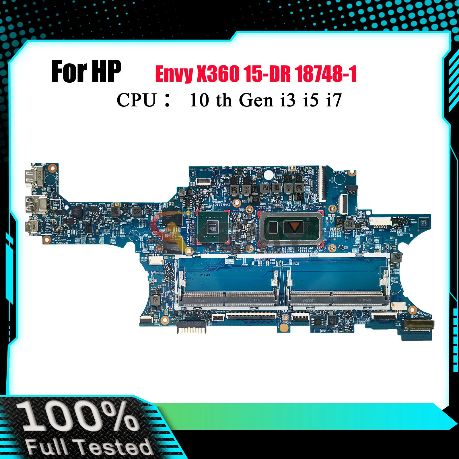 

18748-1 Материнская плата для ноутбука L63888-601 L63887-601 для HP Envy X360 15-DR с процессором i5 i7 MX250 4 ГБ графического процессора DDR4 100% полностью протестирована