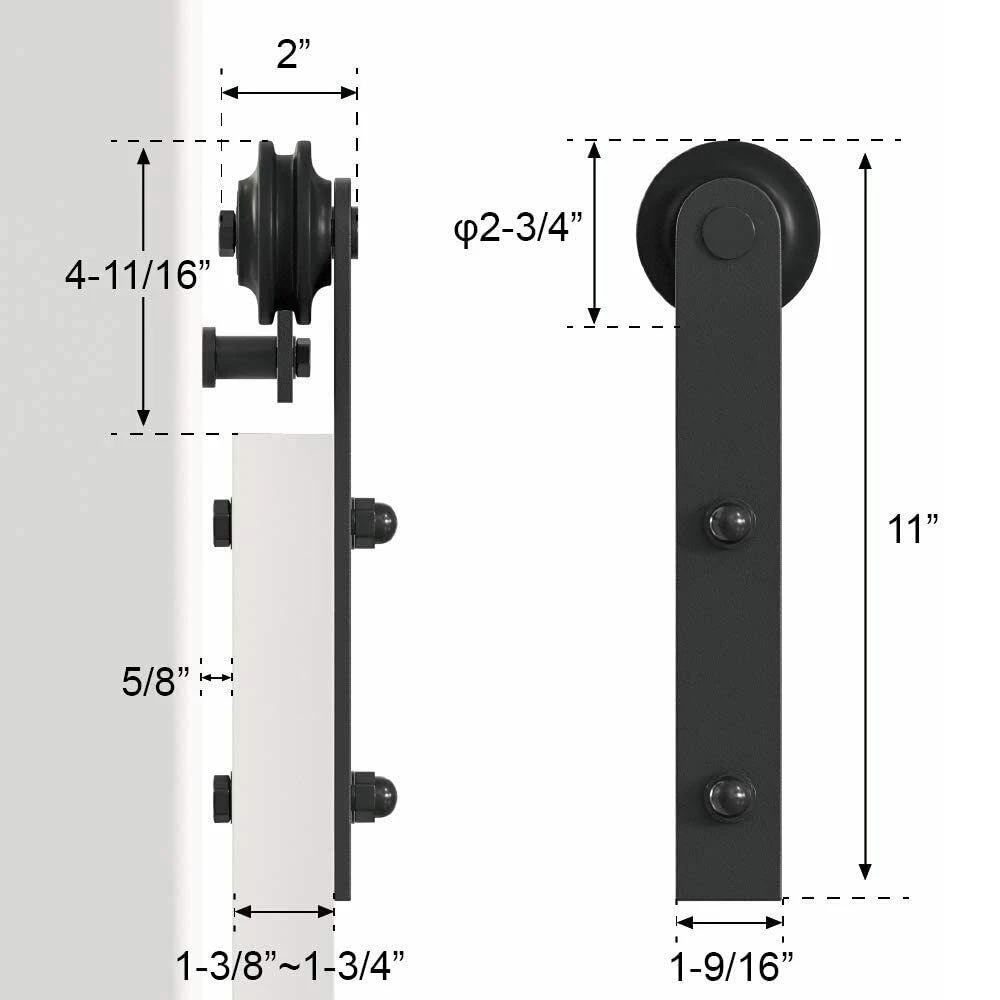 HACCER I-Shaped 4-16FT Barn Door Slide Rail Hardware Kit Black Barn Door Hanger System Carbon Steel Door Roller Track