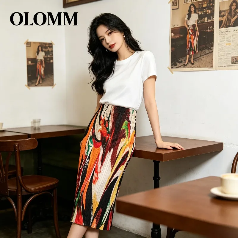 Miyake Pleated 2026 Digital Print Women's Skirt Pleated Elegant Casual Versatile Fashion Mid-Length Skirt Spring Summer New