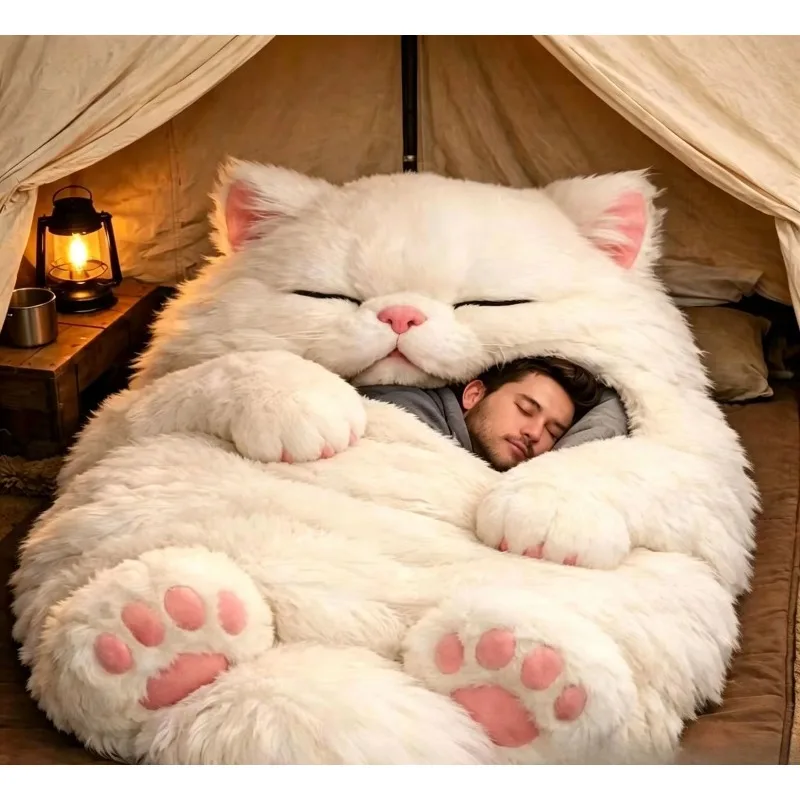 Adults Plush Envelope Sleeping Bag Dog Monkey Slumber Bag Home Travel Camping Cold Weather Men Women Plush Nap Mat Sleeping Bag