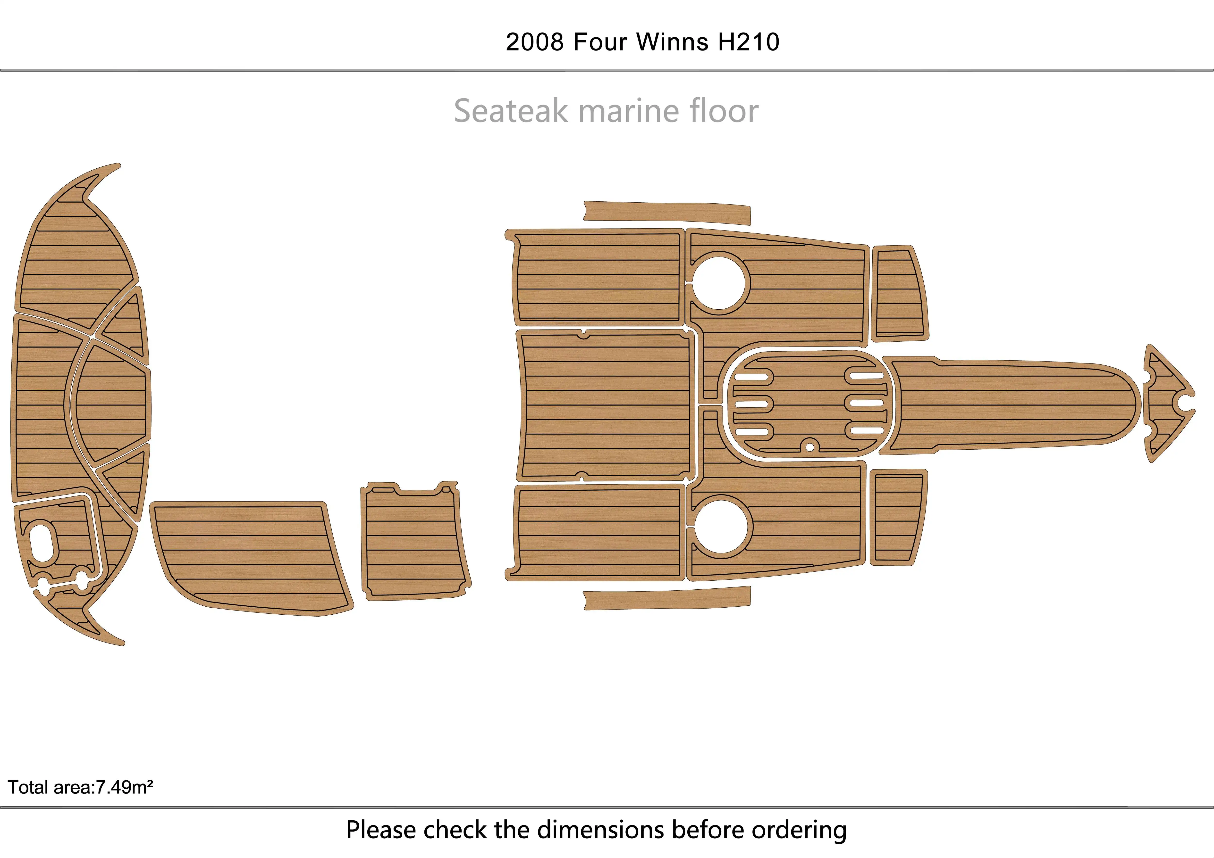 

2008 Four Winns H210 Cockpit Swimming platform1/4" 6mm EVA FAUX Water Ski Yacht Fishing Boat Non-slip mat floor