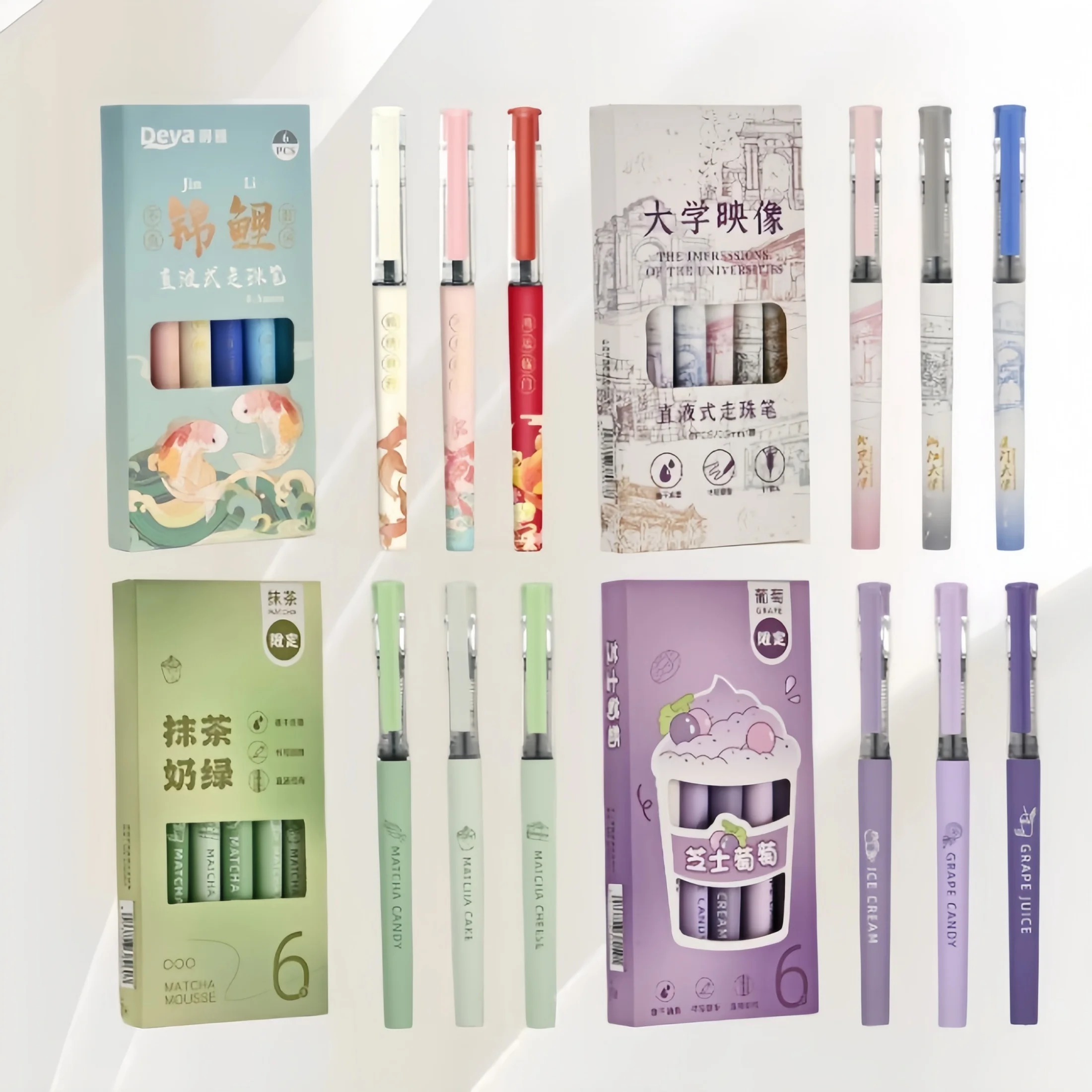 6-Pack of Direct Liquid Rollerball Pens, Exam Pens, High-Quality Quick-Drying Needle Tip Gel Pens, 0.5mm Refills for Student Exams