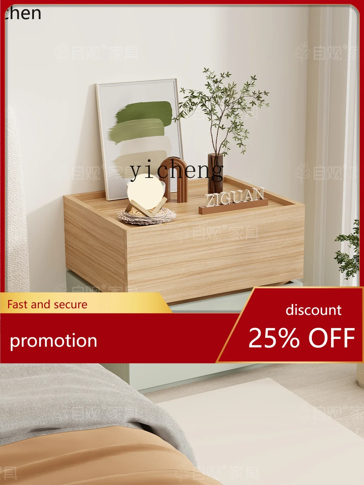 AA  Bedside Table Bedroom Bedside Storage Rack Antique Style Storage Cabinet Sofa Side Cabinet