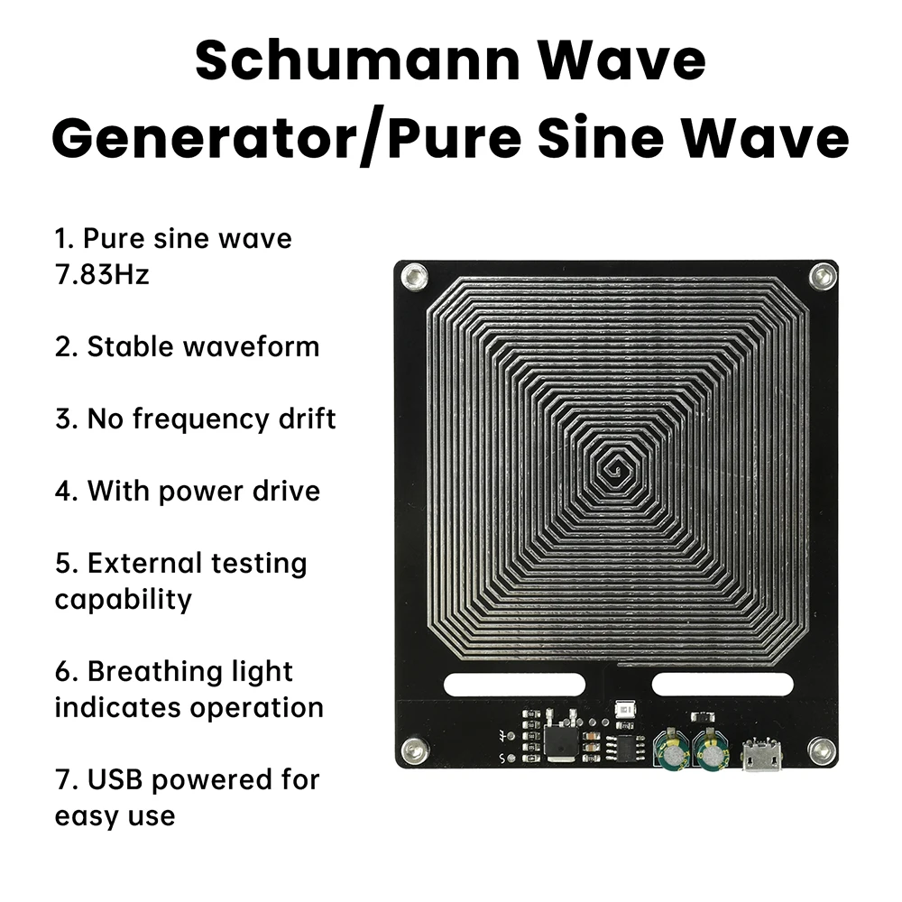 DC 5V Schumann Wave Signal Generator Sine Wave Signal 7.83Hz Low Frequency Pulse Generator DSP Signal Micro USB Interface