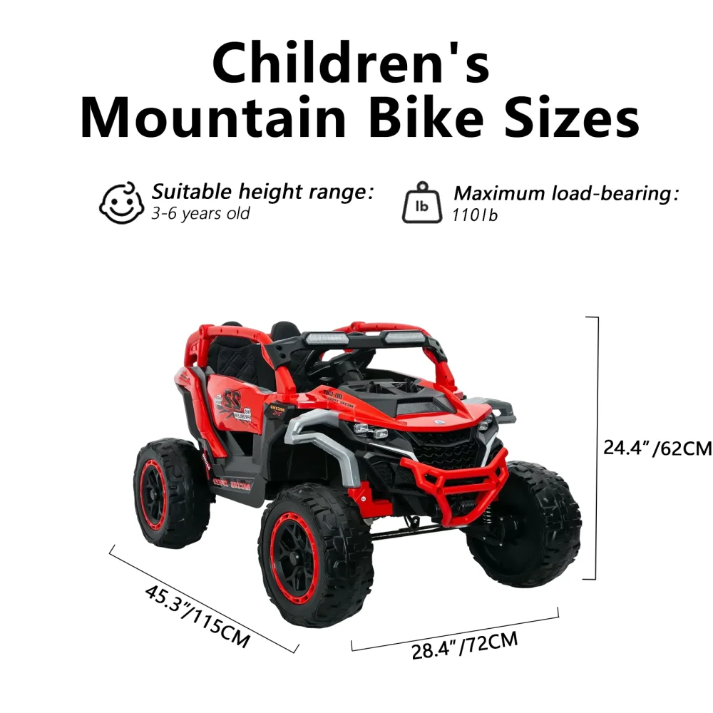 Ride on Models Truck Car 12V Kids Electric Vehicles, Remote Control, Front & Rear Shock Suspension, 2 Seater, For 3-6 Years Old