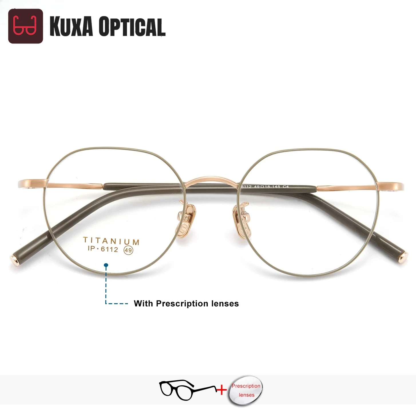 

KUXA Geometric Style Women Optical Glasses Pure Titanium Prescription Recipe Lenses Progressive Myopia Anti-Reflection Eyeglass