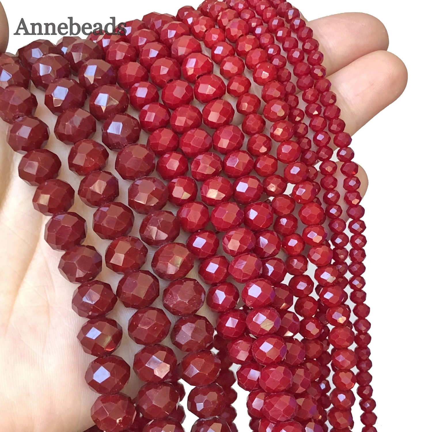 Faceted Dark Red Rondelle Austria Crystal Glass Beads Flat Round Loose Spacer Beads For Jewelry Making DIY Bracelet Accessories