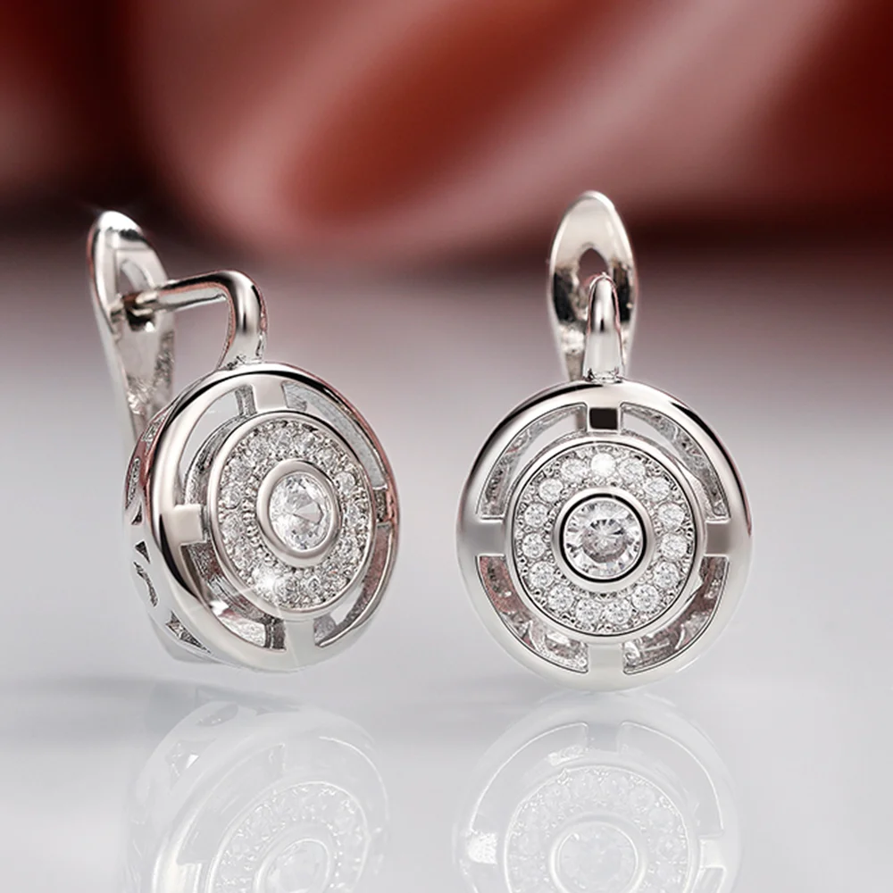 CAOSHI pendientes de aro delicados para mujer, joyería de cristal deslumbrante de compromiso con estilo elegante, accesorios de boda femeninos de