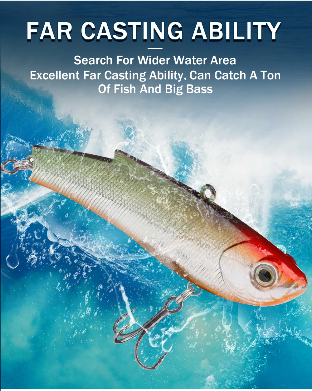 GOBASS Winter VIB Vibration Angeln Köder 24g 34g Lange Casting Rattlin Künstliche Wobbler Harten Köder Hecht Bass karpfen Angelgerät – Detail 3