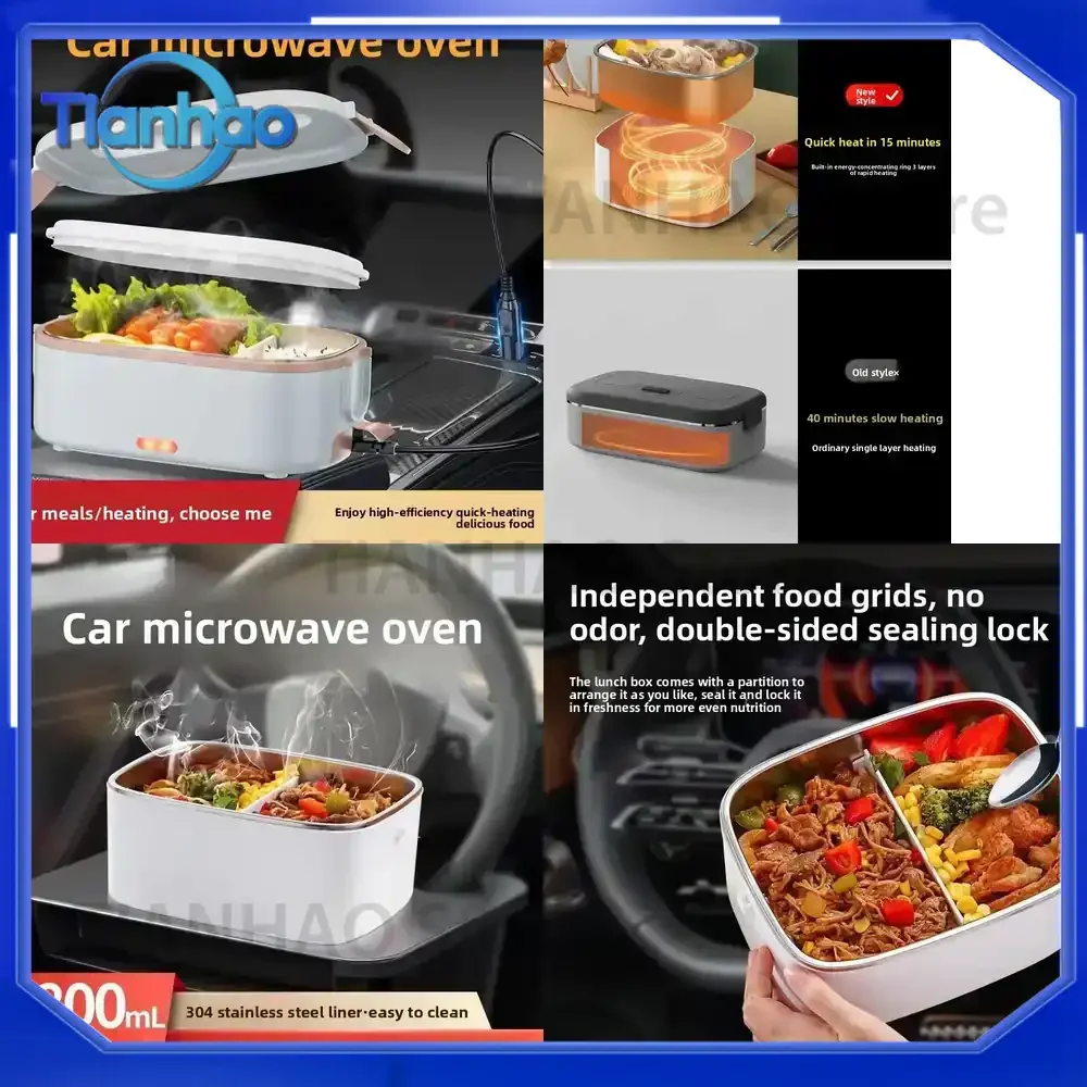 Durable Microwave Oven 1.8L for Car 12V 24V Water-Free Heating Multifunctional Vehicle Cooking Pot