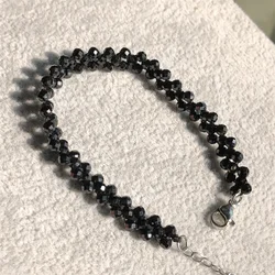 1 Pc Fengbaowu Natural Black Spinel Chain Bracelet Round Faceted Beads Crystal Reiki Healing Stone Jewelry For Women
