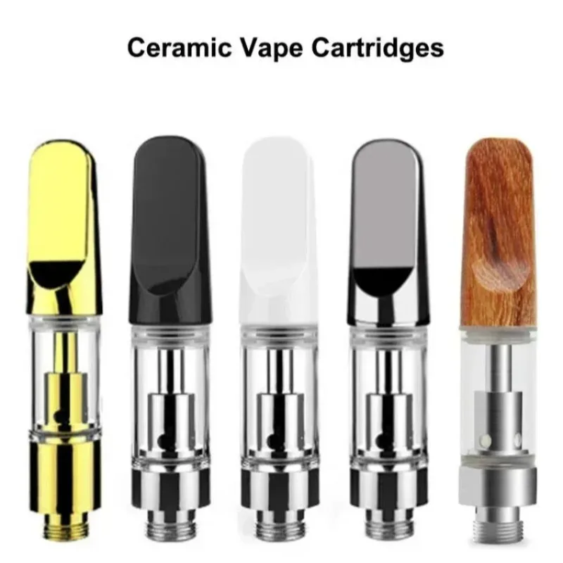 5pcs/10pcs CC-ELL Vape adhérence précieuse Bobine En Céramique Cartouche Blanc Noir Or Drip Tip 0.5ml 1ml 510 Fil Vaporisateur Atomiseur