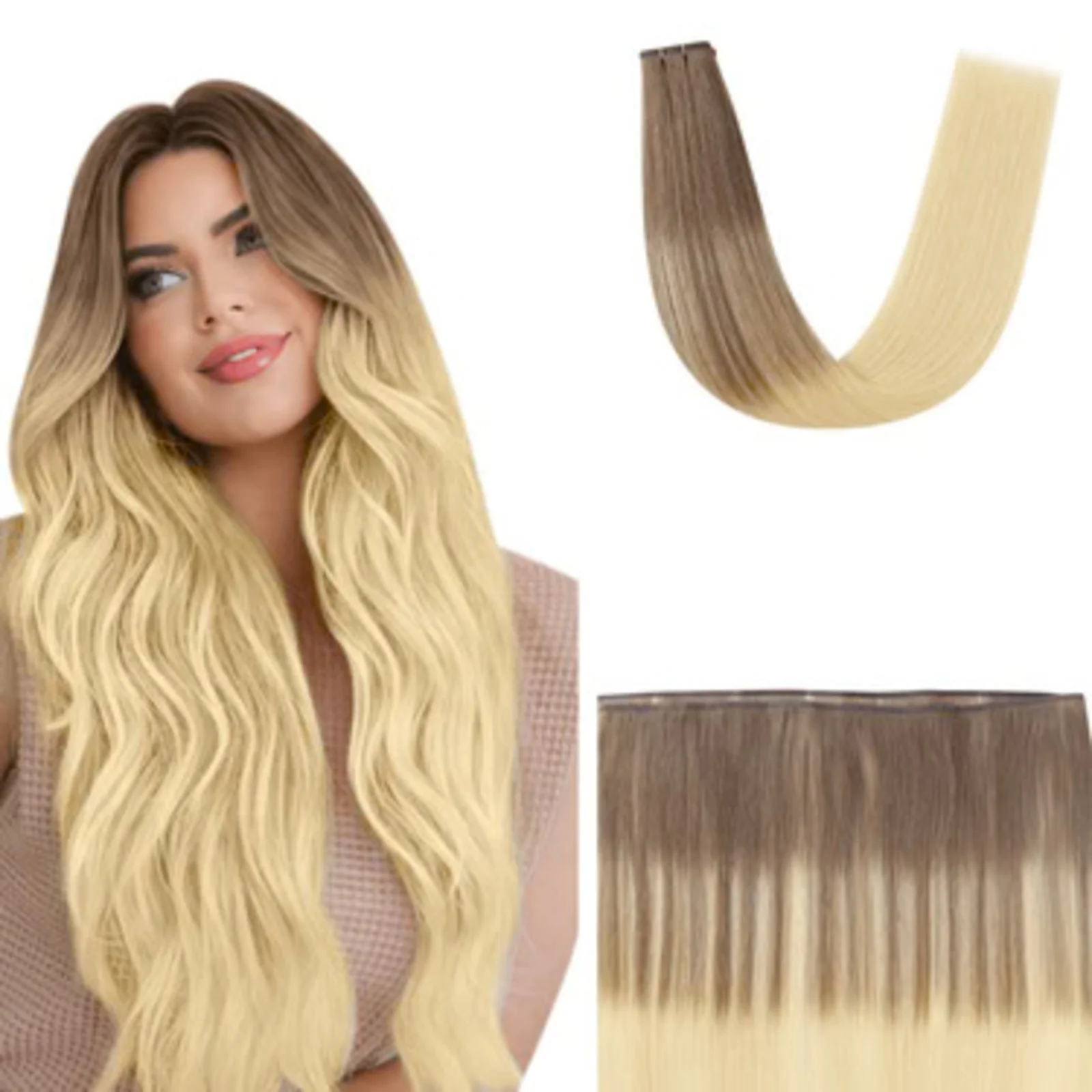 Extensiones de trama de seda plana YoungSee, extensiones de cabello virgen invisibles, Color Balayage, 100% trama de cabello humano Real de 14-24 pulgadas