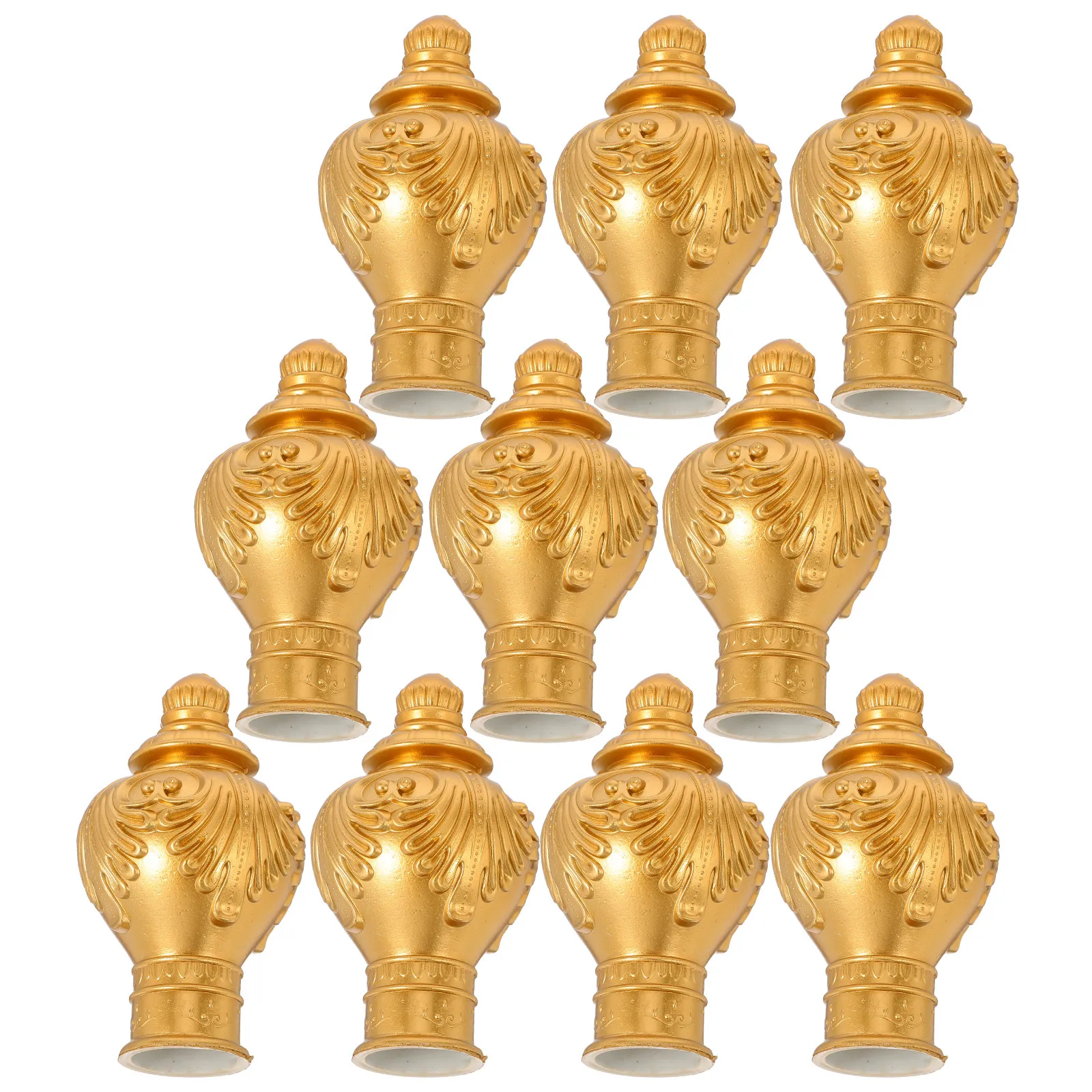10Pcs Curtain Pole Finials Plastic Gold Roman Decorative Ends Easy Install for 26-28Mm Diameter Curtain Rod Vintage Style Caps