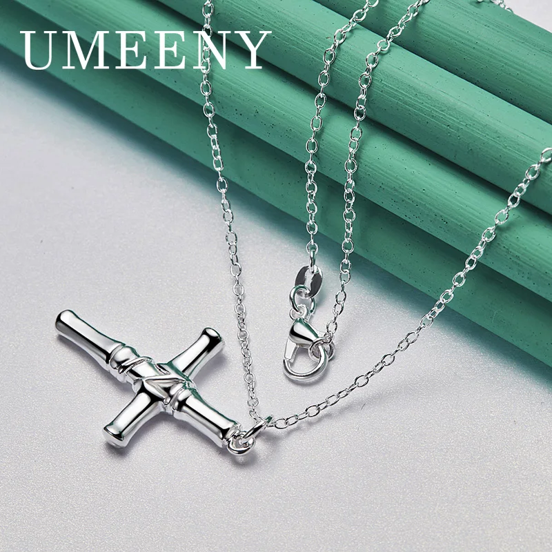 

925 Sterling Silver 16-30 Inch Simple Cross Necklace Women Temperament Gift Jewelry Charm Wedding Accessories