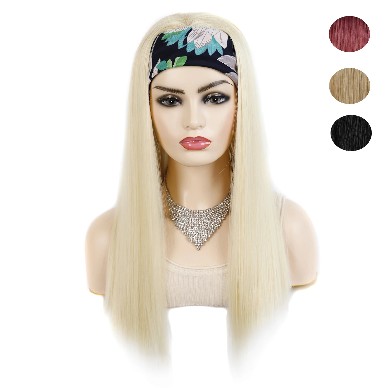 Jeedou Wigs For Women Headband Wig Honey Blonde Long Straight Hair Thick Easy Styling Synthetic Wigs for Party & Daily Use