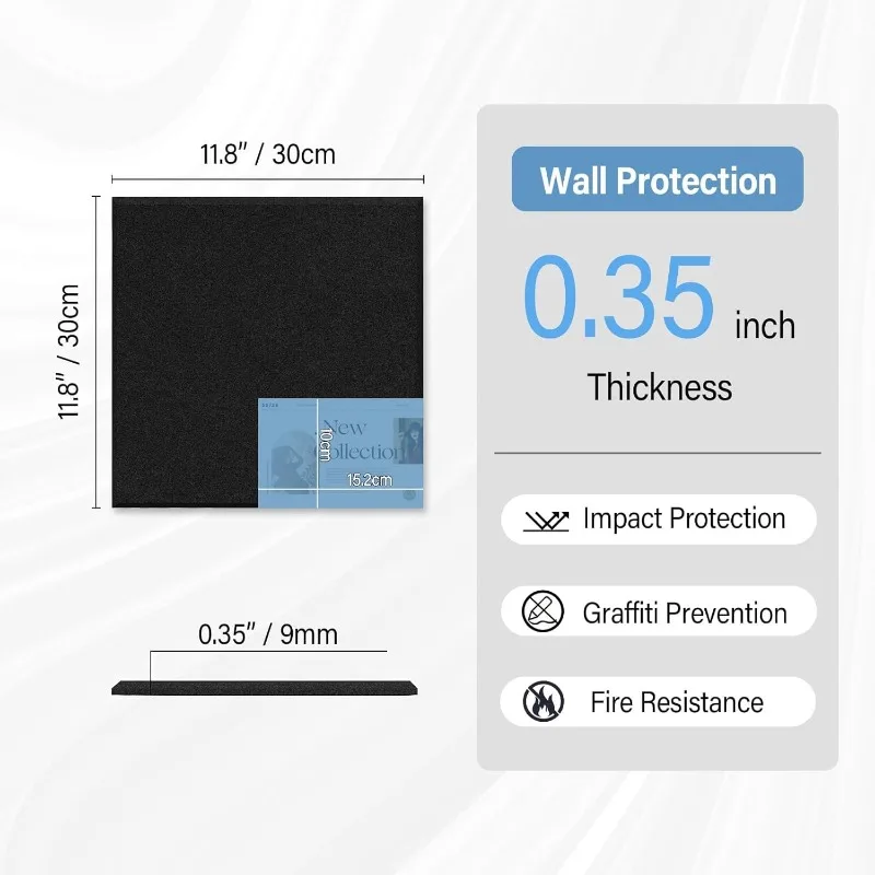 Grande bacheca in sughero per parete 48 x 36 piastrelle autoadesive in feltro ideali per ufficio bacheca nera bacheca facile da installare