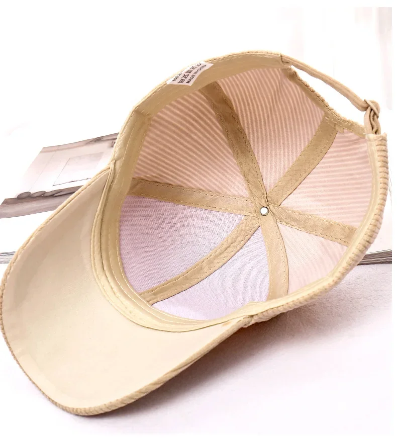 Frühling Herbst Cord Baseball Cap für Frauen Männer Unisex Vintage Solide Snapback Hip Hop Hüte Winter Einstellbare Outdoor Sport Hut – Detail 10