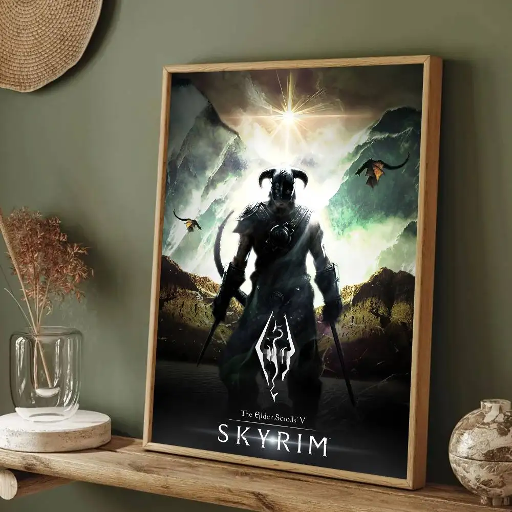T-The Elder Scrolls V Skyrim ملصق HD الفن لزجة جدار مقاوم للماء غرفة المعيشة المنزلي غرفة نوم بار الديكور الجمالي #6