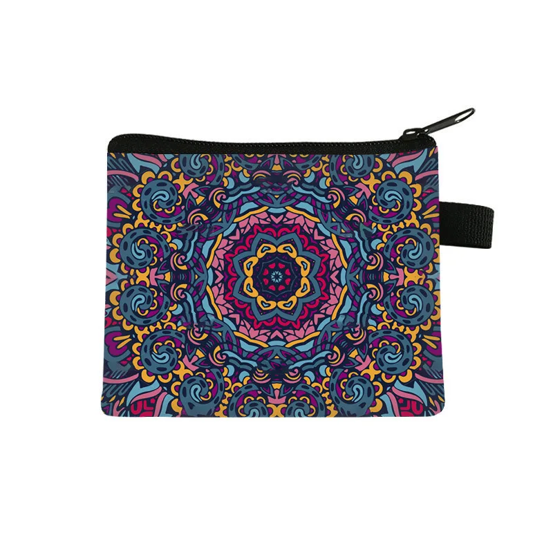 Retro Color Coin Purse Personalized Trend Key Bag Polyester Printed Card Bag With Polyester Storage Bag Card Wallet Custom Bag