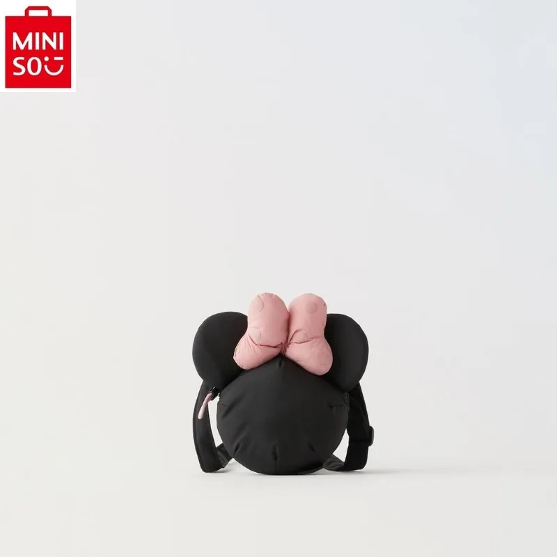 Кошелек MINISO в горошек с бантом, милая миниатюрная сумка через плечо с мультипликационным рисунком Диснея Минни, с нулевым кошельком для студентов