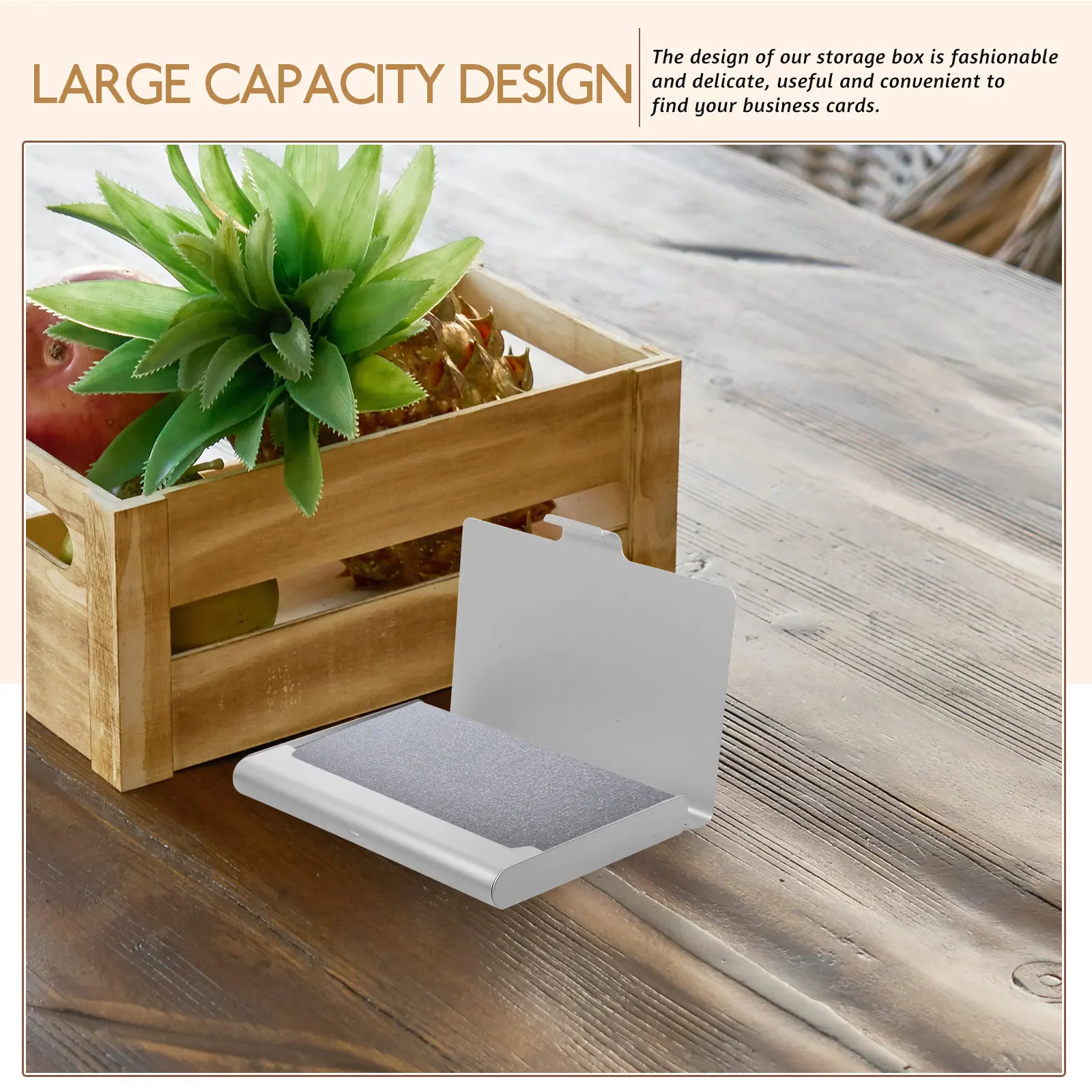 Stylish Aluminium Business Card Holder Stand Desktop Card Storage Box Multi Function Office Accessory for Clinics Rental