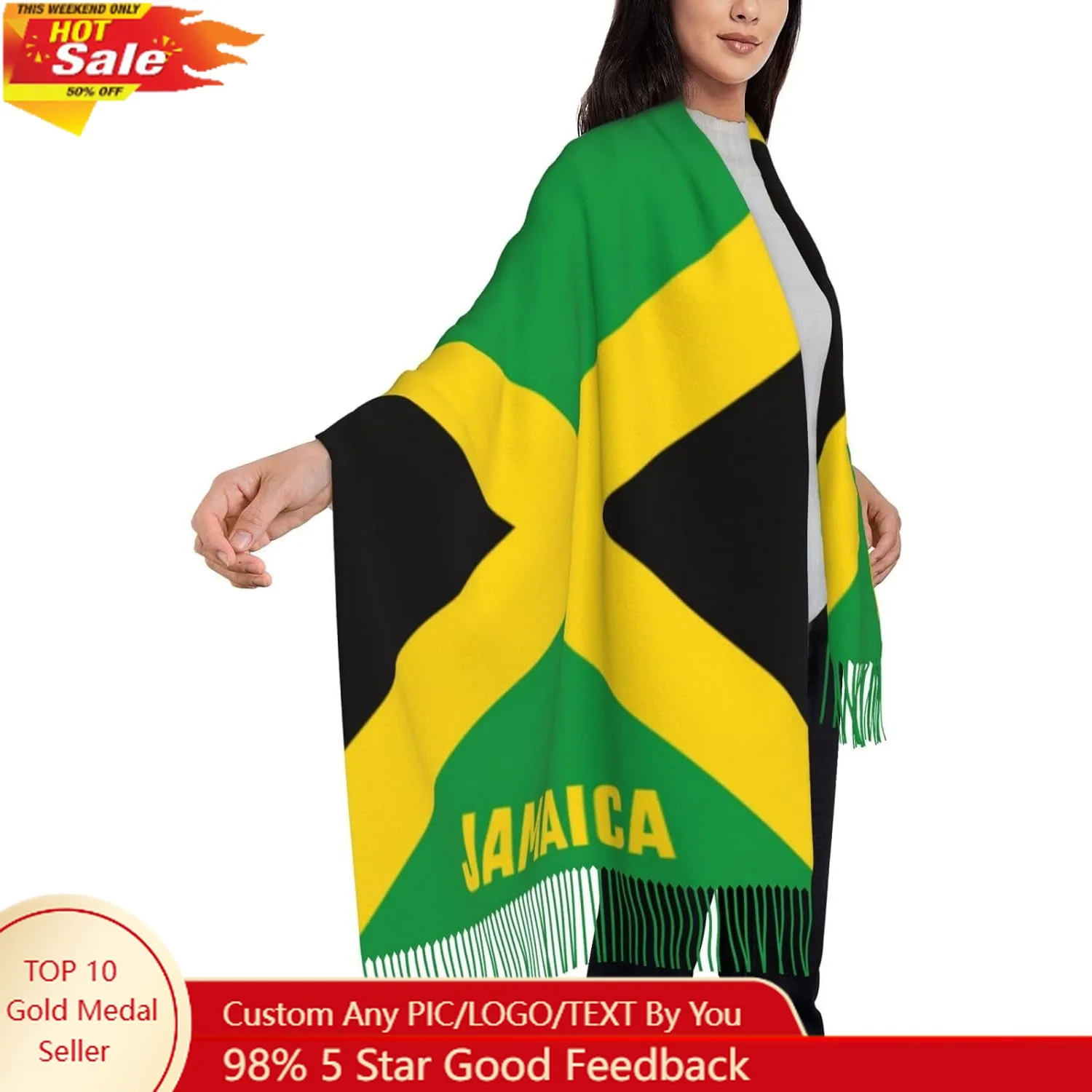 

Shawls and Wraps for Women Jamaican Flag Soft Large Warm Blanket Scarf for Evening Dresses