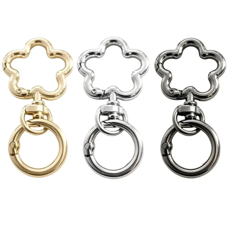 2/30/50 Sets Flower shaped Spring Snap Carabiner Clip O Rings Swivel Trigger Hook Metal Clasps Keychain for Handbag Lanyards