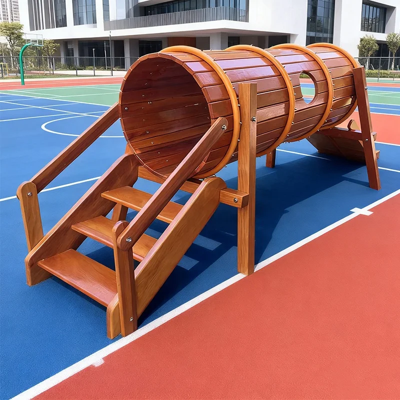 Practical Outdoor Play Wooden Tunnel Wooden Outdoor Play Facilities Games Children's Outdoor Game System