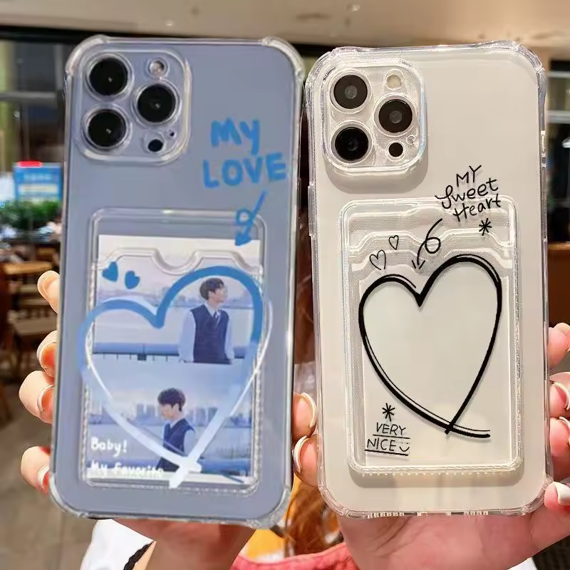 Funda de corazón de amor para Xiaomi Redmi 12 Note 13 Pro 12S 10 11 7 8 12S 9 10C 12C 13C 9A 9C 8T A1 A2 Plus K60 Ultra funda para tarjetas