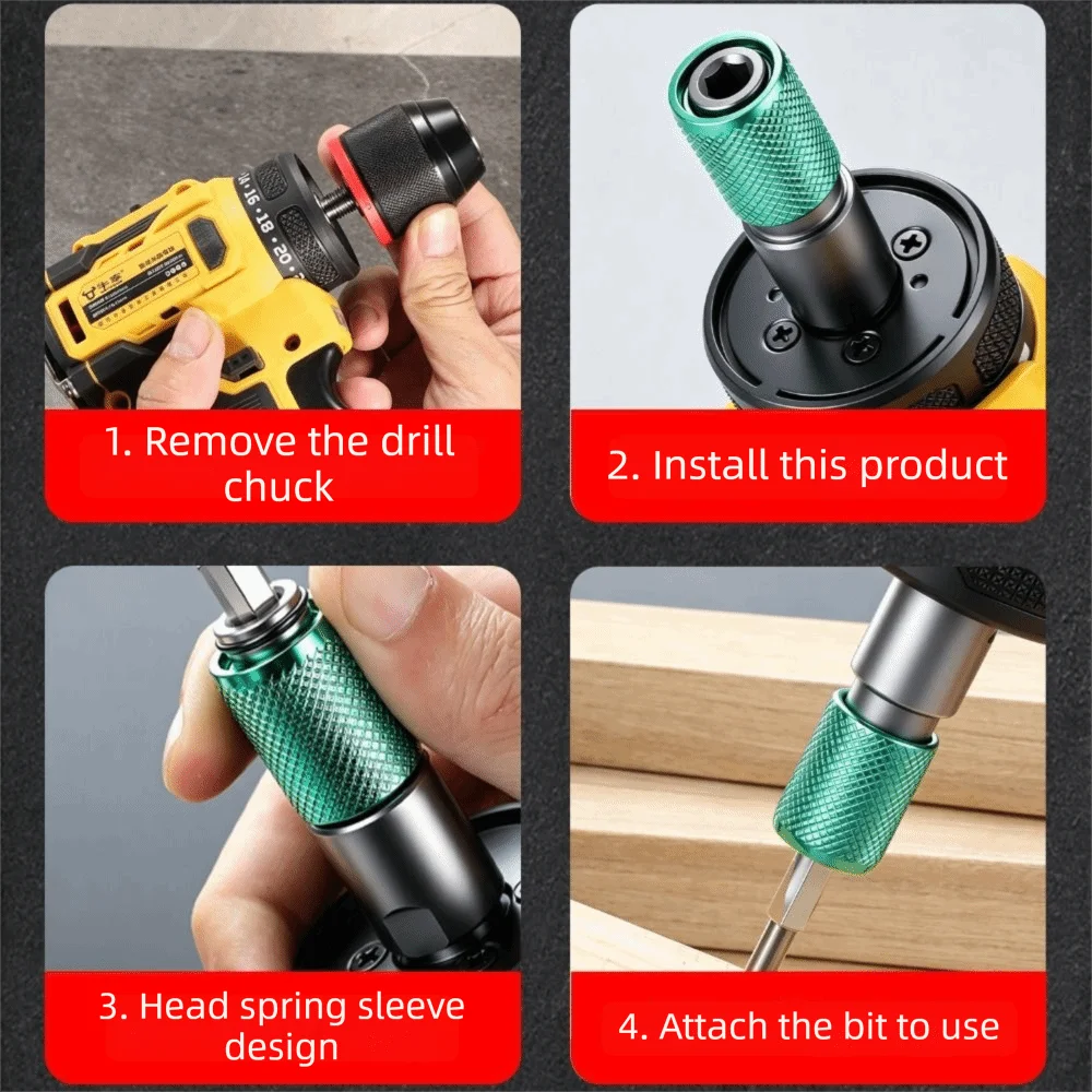 6.5mm Diameter Electric Drill Adapter 3/8-Inch Drive Size 1/2-Inch Drive Size Universal Interface Adapter