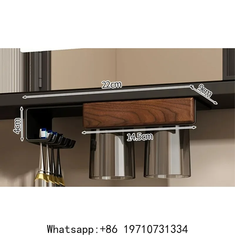 walnut-magnetic-toothbrush-storage-rack-wall-mounted-bathroom-mirror-toothbrush-rinse-cup-storage-rack