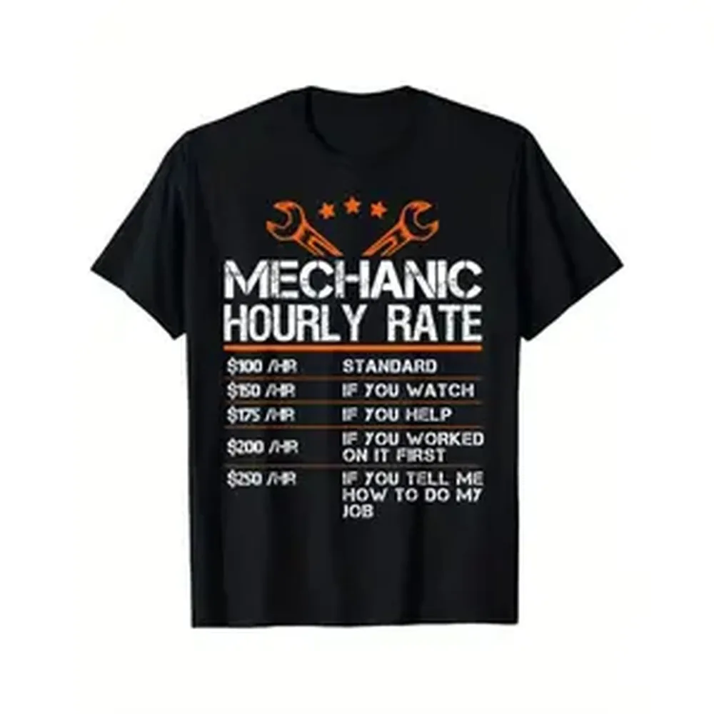 Cotton Golf Gift T-Shirt For Men and Women Funny Mechanic Hourly Rate Auto Repair Mechanic Labor Rates T-Shirt