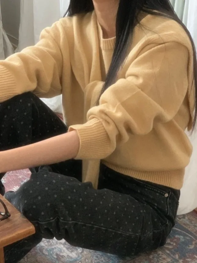 

Chic Autumnal Vintage Soft Loose Long Sve Knitted Sweater And Color Knitted awl Two-Piece Set for Women Commute