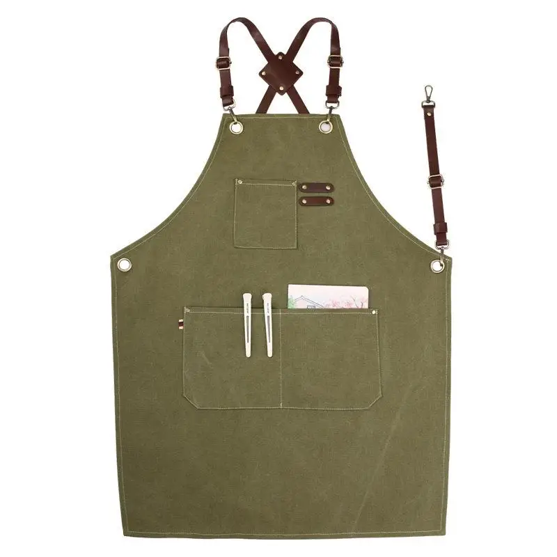 Canvas Apron Custom Pattern Barista Milk Tea Shop Kitchen Baking Workwear Men Women Hair Salon Apron Personalized Printing Logo view 3