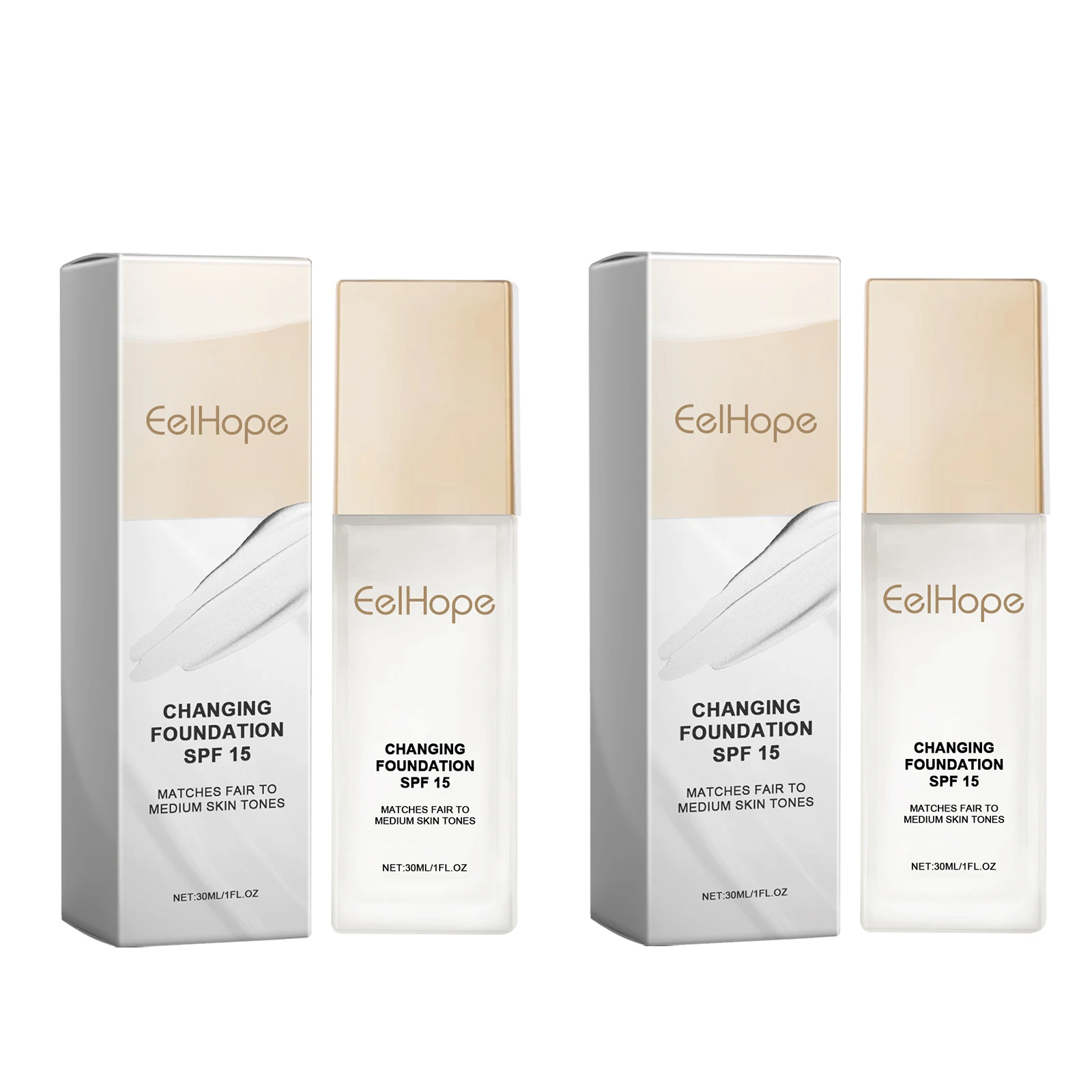 Color Changing Foundation Moisturizing Hides Wrinkles Lines SPF 15+ Hydrating Color Longwearing Waterproof Makeup Base Concealer