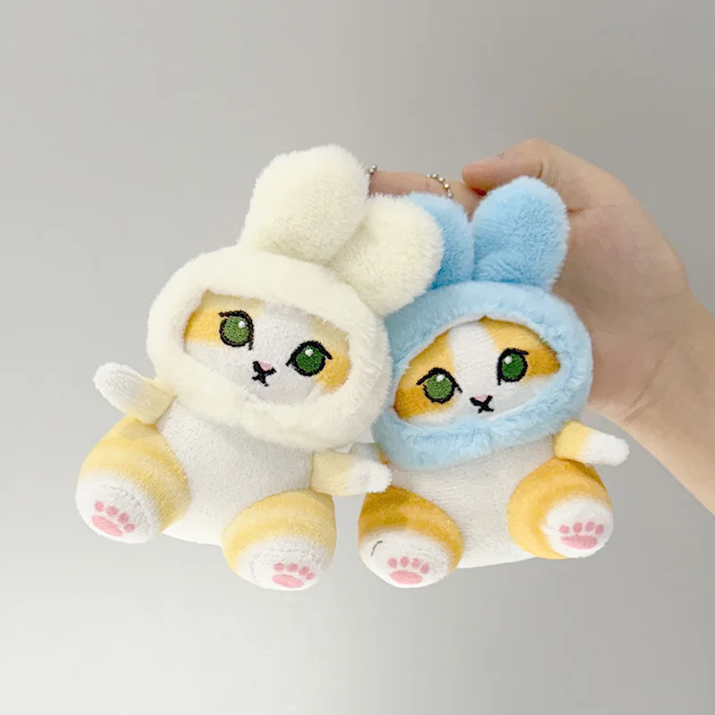 Coelhinho macio dos desenhos animados gato boneca de pelúcia chaveiro mini saco decoração brinquedo de pelúcia postura sentada gato natal surpresa presentes de pelúcia