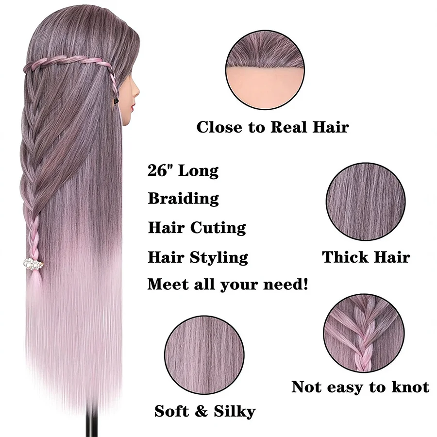 26 Inch Ombre Hair Mannequin Head for Braiding Practice